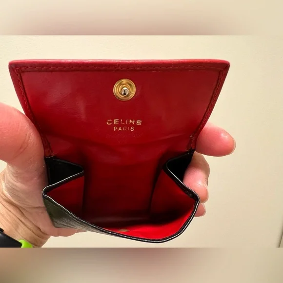 Celine Mini Coin Purse Red and Black (Vintage)